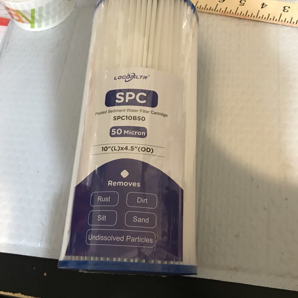 X3 Locofiltr 10” L X 4.5” (OD) 50 Micron Pleated Sediment Water Filter SPC10B50